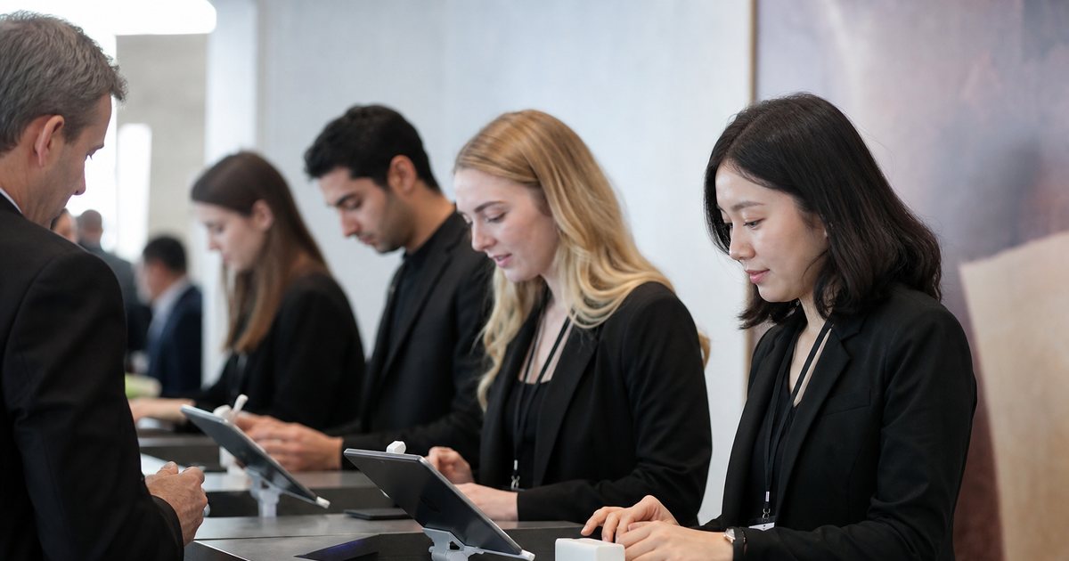 How can a large event run multiple check-in stations at once without checking anyone in twice?